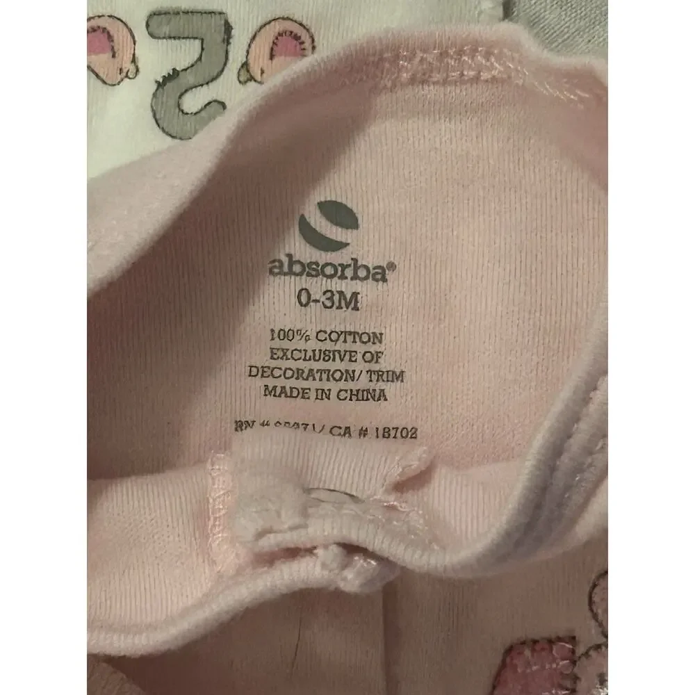 NWT Absorba 0-3M 2-Piece Footed Pajama Set